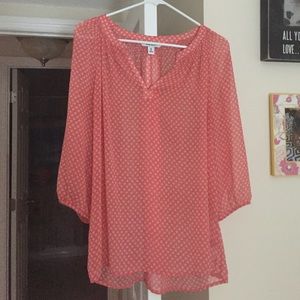 Sheer coral colored blouse