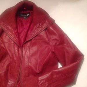 F21 maroon bomber jacket