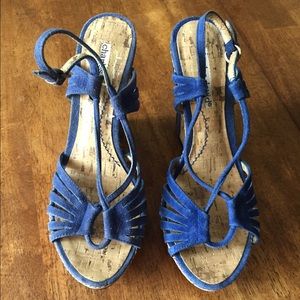 Charles David blue suede wedge/espadrilles