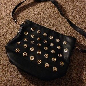 Diamond black leather purse