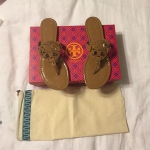 Tory Burch nude patent sandals