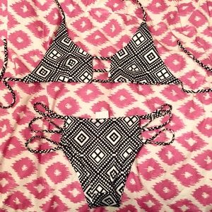 Black and White bikini bathing suit - S