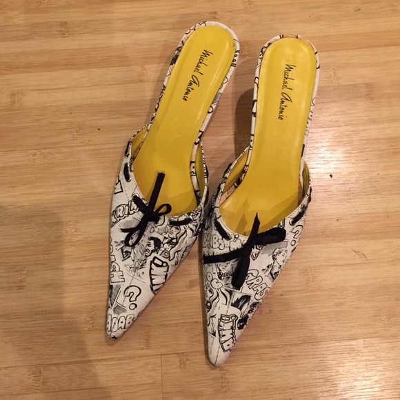 Micheal Antonio Black & White Comic (Heel) Mules