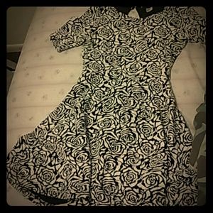 Black and white rose print dress
