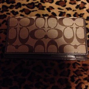 Brown Coach checkbook wallet