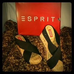 Women's Size 10 Esprit Oceane Black Stretchy Wedge