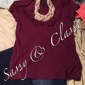 Banana republic tshirt with rose decor at the top