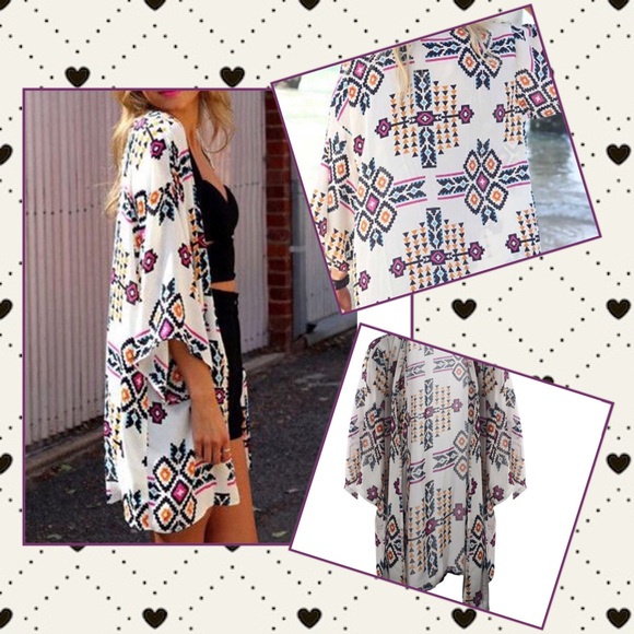 NWT Aztec print chiffon kimono