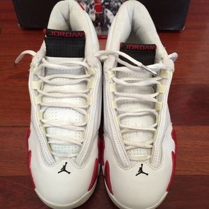 Air Jordan Men's White & red Jordan 14s AUTHENTIC