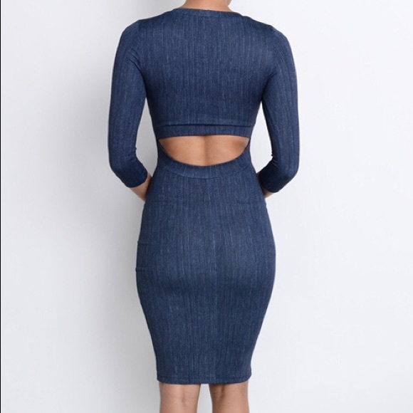 SOFT DENIM BOUTIQUE BODYCON DRESS - Picture 2 of 4