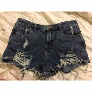 distressed denim shorts