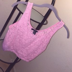 Pink lace crop top