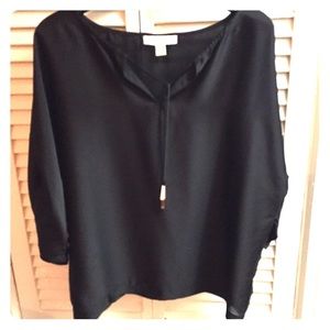 Michael Michael Kors Black Silky "Peasant" Top