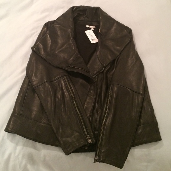 Helmut Lang petal leather jacket, black