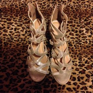 Gold Maurice's strappy wedges