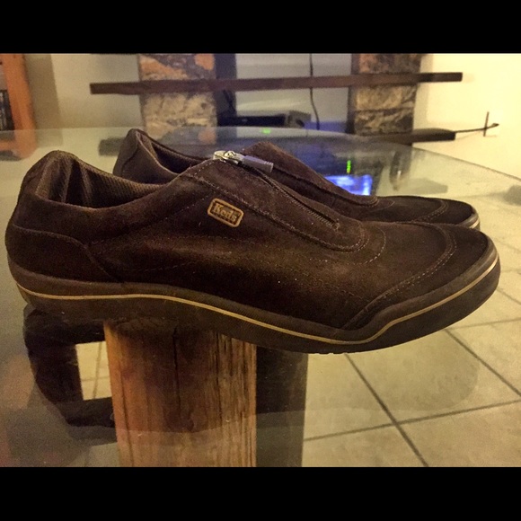Dark brown zip up Keds shoes
