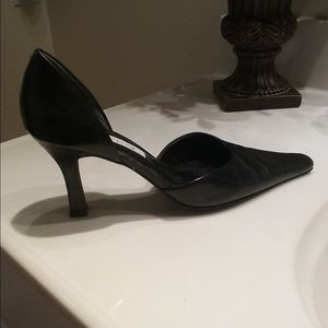 Black Leather Heels, size 8