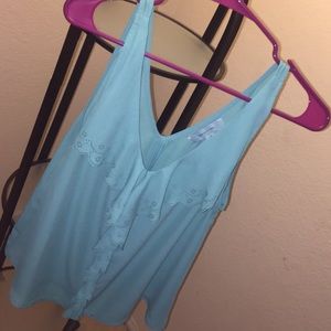 Turquoise Ruffled tank top