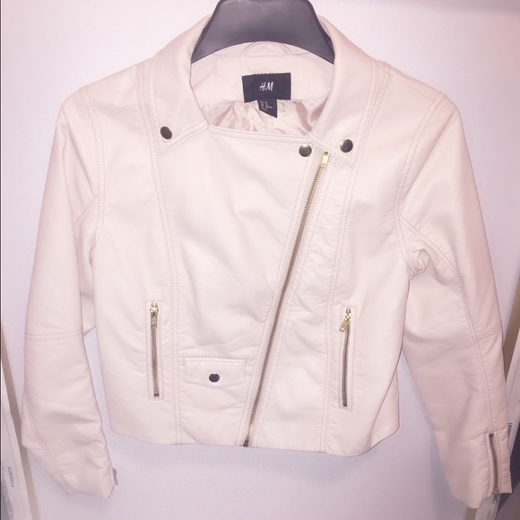 H&M light cream faux leather jacket Sz: 10