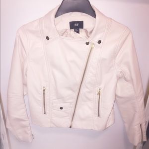 H&M light cream faux leather jacket Sz: 10