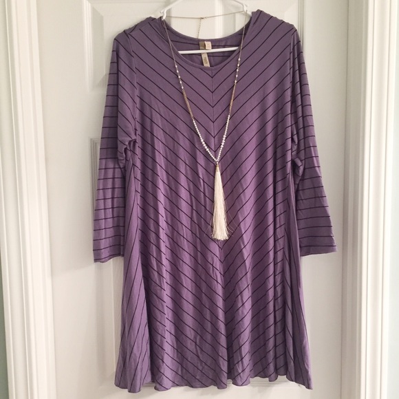 purple striped swing dress > boutique
