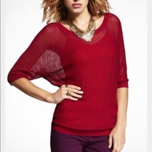 Red express mesh dolman sweater