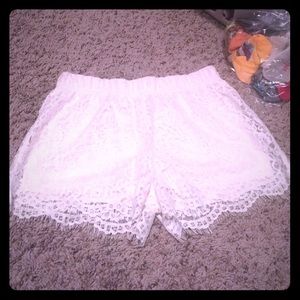 White lace shorts