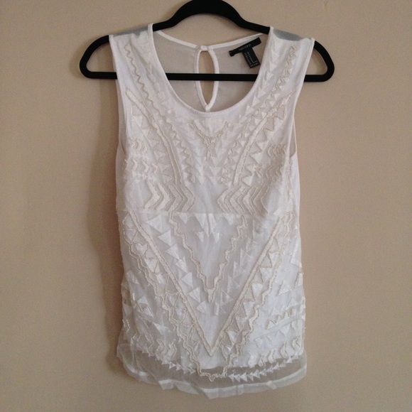 Beautiful white beaded forever 21 top