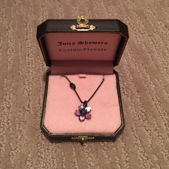 Juicy Couture Purple Flower on Black Chain
