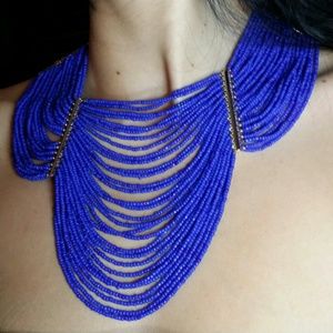 BCBG MaxAzria Royal Blue Seed Bead Necklace