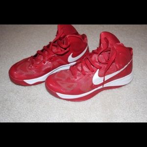 Red basketball shoes