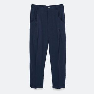 Zara Navy Loose Fit Trouse
