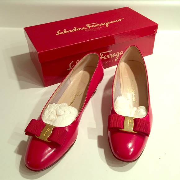 Red Genuine Leather Ferragamo Shoes