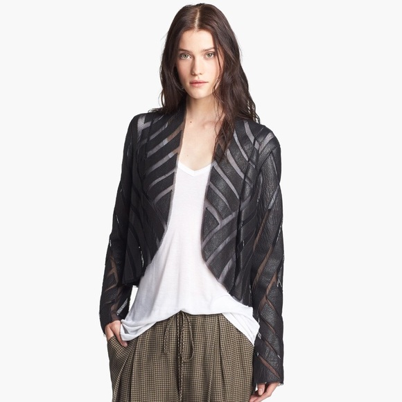 Haute hippie leather & mesh jacket