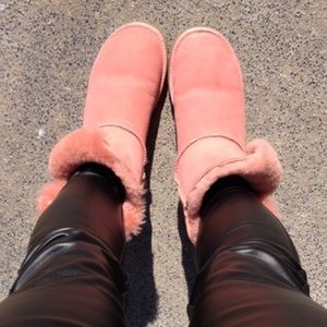 Watermelon pink button UGGs boots