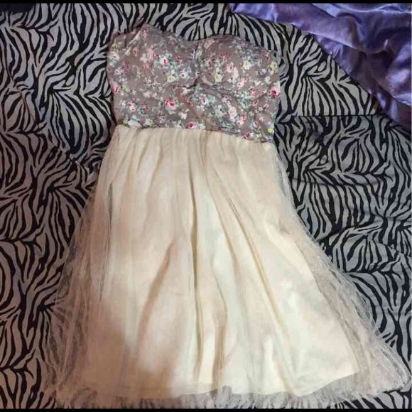 Floral and egg shell white dress