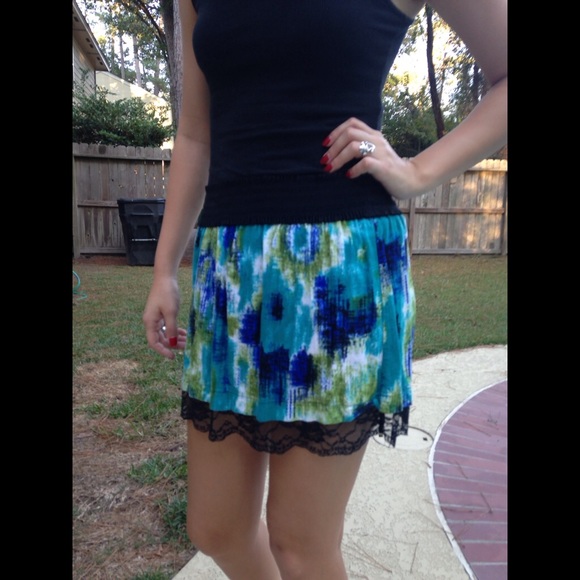 Turquoise colored skirt