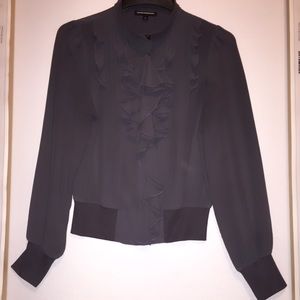 EXPRESS STUDIO DESIGN grey ruffle zip jacket Sz: 8