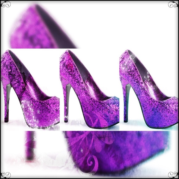 purple glitter pumps