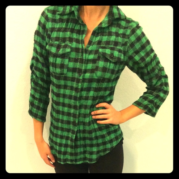 Thick Fitted Green Flannel