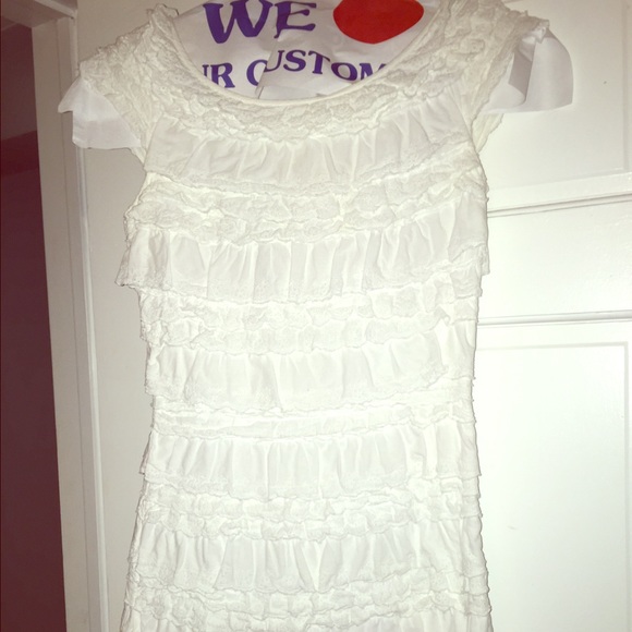 French Connection White Paisley Ruffled Dress