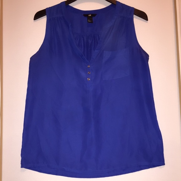 H&M blue sleeveless dress top Sz: 12