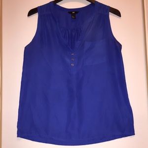 H&M blue sleeveless dress top Sz: 12