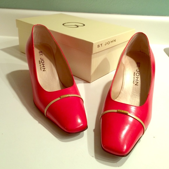 Red genuine Italian leather St. John shoes