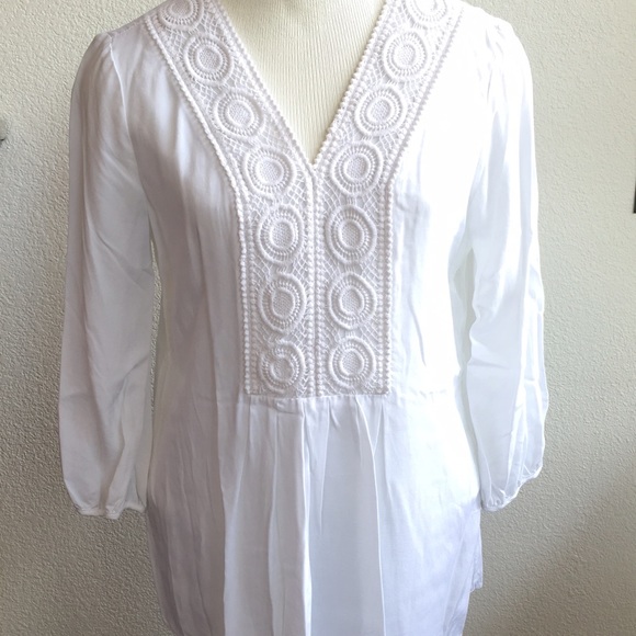 Spense Tops - NWT! White Boho Crochet Bib Peasant Blouse