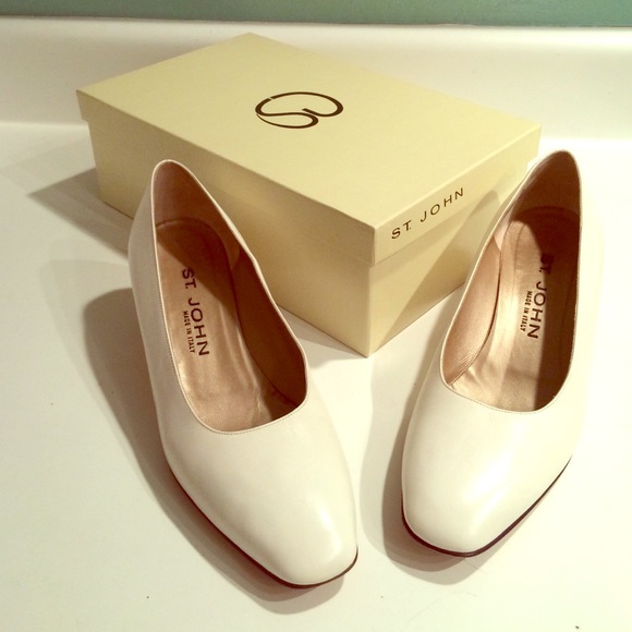 White genuine Italian leather St. John shoes