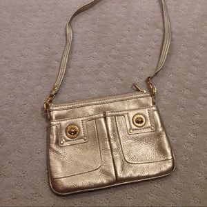 Marc Jacobs gold double pocket crossbody bag