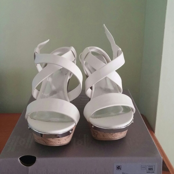 Jennifer Lopez Shoes - Jennifer Lopez white and tan wedges