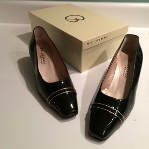Black Patin leather St John shoes