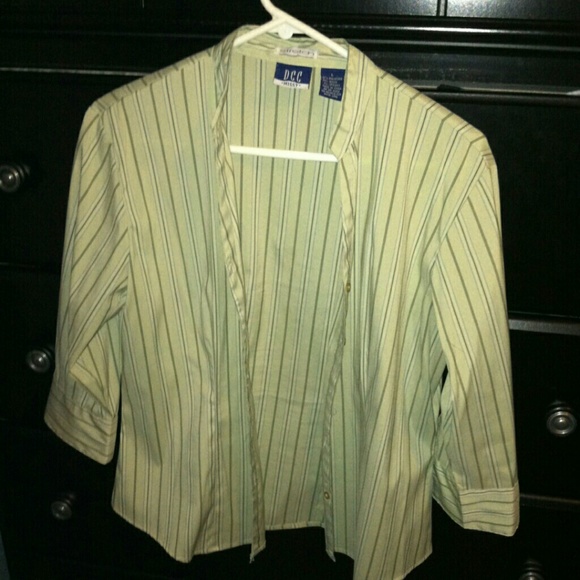 Green striped button down blouse